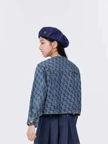Balabala 1 Miếng Thiếu niên cô gái Đồ họa Chữ cái Giường đôi In Túi có nắp Áo khoác denim Thích hợp Cho mùa xuân Và Mùa thu - Màu xanh lam - Xem 2