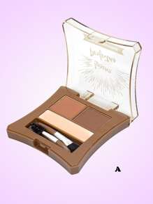 Kit Trio de Sombras Para Sobrancelha Luisance Designer Profissional Com 2 Pinceis Chanfrado e Escova Cor A - Multicolorido - Visão 1