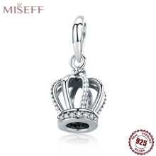 MISEFF MISEFF 1 Pc Sterling Silver Princess Crown Charm Luxury Pendant Elegant For Bracelet Necklace Chains DIY Decoration Jewelry Gift