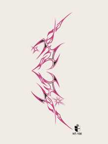 1 Pieza Pegatina Temporal De Tatuaje Con Patrón De Corazón Rosa Para Área Del Cuerpo De Pecho, Abdomen, Espalda - Rosa Fucsia - Ver 2