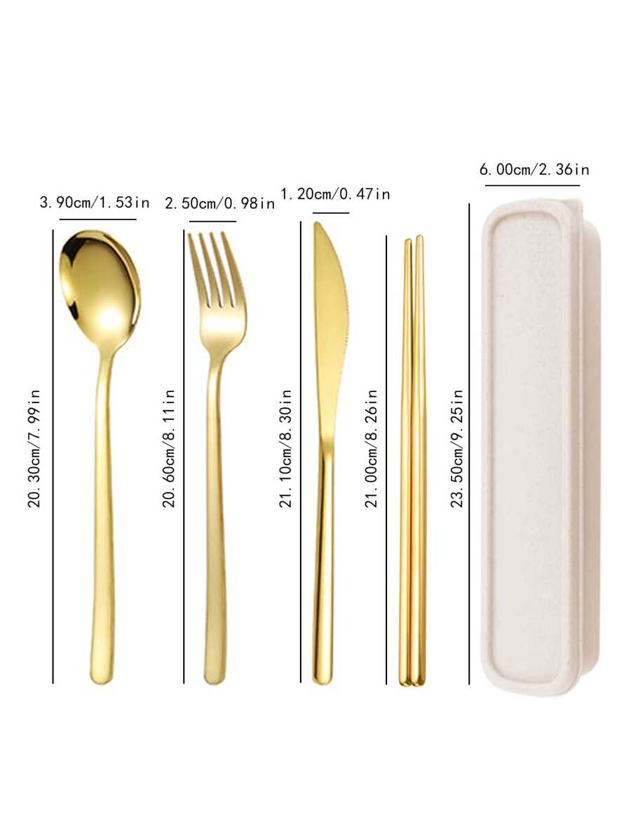 4Piece Portable Stainless Steel Cutlery Set With Steak Knife, Fork