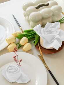 6 Piezas/set Servilletas Lisas Resistentes A Las Arrugas Y A Los Dobleces, Lavables A Máquina - Multicolor - Ver 3