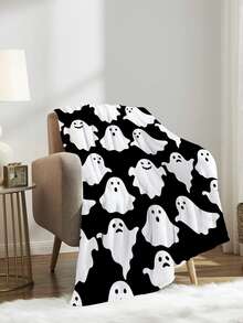 1入組萬聖節毛毯有趣的鬼魂可愛的萬聖節毛毯,黑白色萬聖節毛毯,輕盈舒適的法蘭絨毛毯,適用於臥室,客廳,沙發,床上的家居裝飾 - 彩色 - 查看 4