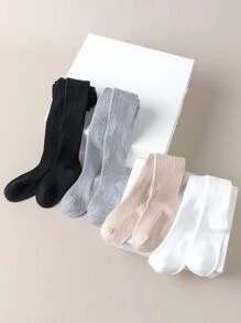 4 pares de Medias a rayas verticales de unicolor para niños, adecuadas para todas las estaciones, se pueden usar como mallas - Multicolor - Ver 1