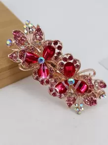 1 件装女士 8 厘米水晶蝴蝶结金属发夹，非常适合日常使用皇家金色头饰爪夹发夹发夹，蝴蝶结，可爱 - 彩色 - 查看 3