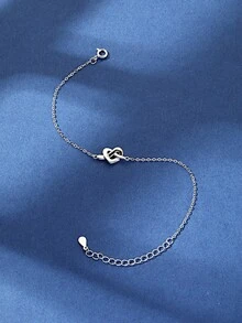 1入女性時尚極簡925純銀心形手鍊,適合日常穿著、贈禮、結婚週年、宴會等場合