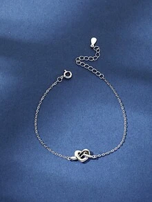 1入女性時尚極簡925純銀心形手鍊,適合日常穿著、贈禮、結婚週年、宴會等場合