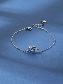 1入女性時尚極簡925純銀心形手鍊,適合日常穿著、贈禮、結婚週年、宴會等場合