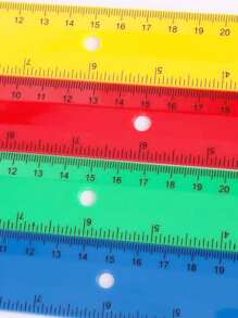 4pcs 12inch/30cm Colorful 6-Hole Ruler, Suit For 3-Hole Loose-Leaf Binder,Rulers - Multicolor - View 6