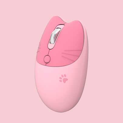 MOFII M3 Wireless Mouse With Lightweight And Cute Cat Paw Pattern And Cat Ear Shape, Suitable For Windows, PC, Laptops, Desktops, Pink