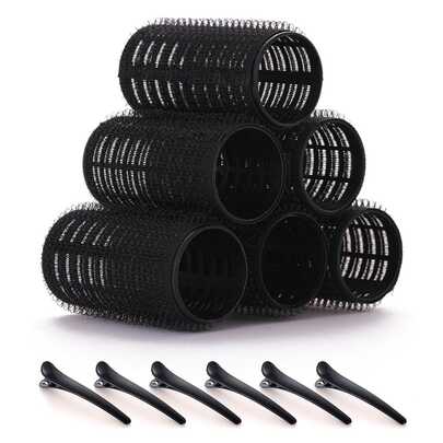 Set de 12 piezas de rodillos autoadhesivos de 3,5 cm con 6 rodillos y 6 clips, rizadores de calidad de salón para peinados DIY sin calor, rizadores de cabello, productos y accesorios para el cabello para peluquería, salón de belleza, vuelta al colegio, herramientas para cabello rizado, productos para cabello rizado, rizador, rizadores de cabello, herramientas para cabello rizado, rizador de cabello, Navidad
