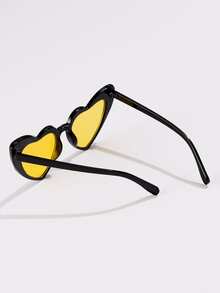 2pcs/Set Ladies' Yellow Heart Shaped Y2k Fashion Eyeglasses For Daily And Vacation Use - Black - View 4