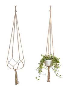 1入組編織園藝綠化植物掛繩,麻繩配鐵環,長35英寸,適用於掛花盆和掛籃 - 棕色 - 查看 8