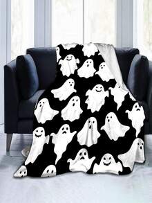 1入組萬聖節毛毯有趣的鬼魂可愛的萬聖節毛毯,黑白色萬聖節毛毯,輕盈舒適的法蘭絨毛毯,適用於臥室,客廳,沙發,床上的家居裝飾 - 彩色 - 查看 2