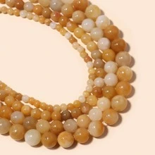 Piedras Naturales, Jaspe Amarillo, Piedras Preciosas, Cuentas Redondas Sueltas Para Hacer Joyería, Collar De Pulsera Diy - Multicolor - Ver 2