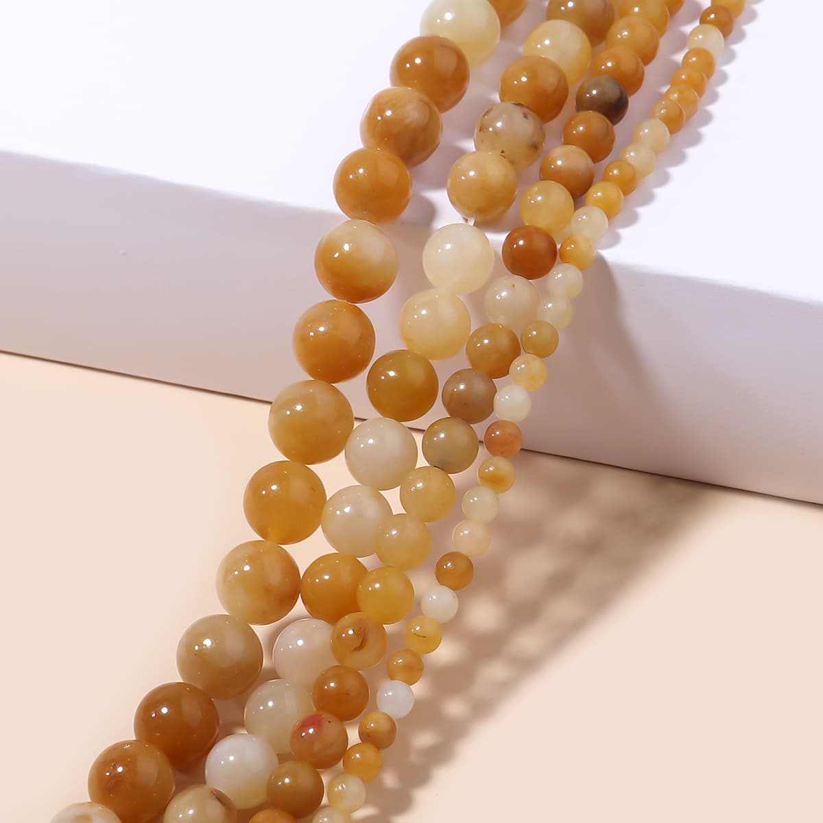 Piedras Naturales, Jaspe Amarillo, Piedras Preciosas, Cuentas Redondas Sueltas Para Hacer Joyería, Collar De Pulsera Diy - Multicolor - Ver 1