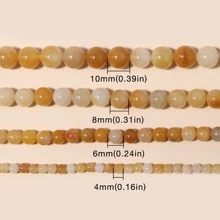Piedras Naturales, Jaspe Amarillo, Piedras Preciosas, Cuentas Redondas Sueltas Para Hacer Joyería, Collar De Pulsera Diy - Multicolor - Ver 3