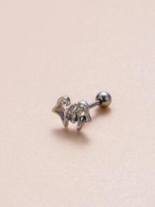 1個時尚個性化復古不鏽鋼顆粒鑲嵌蝙蝠和頭骨耳鬢穿刺耳釘 - 銀色 - 查看 6