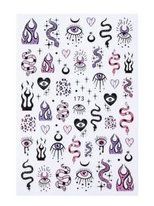 2入組指甲上的邪惡眼貼紙,捕夢網3d滑動器向量套裝,眼睛符號美甲貼紙,自粘鋁箔裝飾 - 杏色 - 查看 6