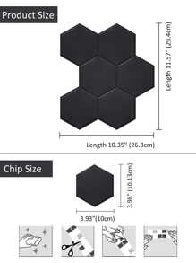 Black Large Hexagonal Matte Finish Self-Adhesive Kitchen Wall Tiles - Waterproof, Renovation Stickers Peel Wall Panels, Wall Paper, Wallpapers, Spring Decoration Items Refresh Your Home, Rama Decoration Stickers Gifts Birthday Graduation - Black - View 4