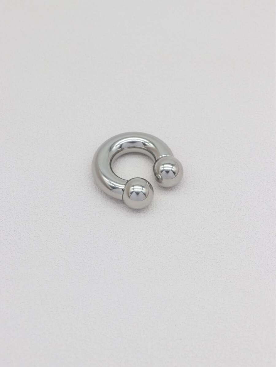 HENGKE 1pc Stainless Steel Ear Expander Big Size Steel Horseshoe Nipple Ring Bar CBR Lips Body Piercing - Silver - View 1
