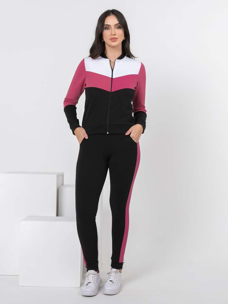 Women Two-piece Outfits - 玫紅色 - 查看 1