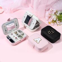 Travel Jewelry Case Graduation Gifts For Women Initial Travel Jewelry Case Small Jewelry Travel Case Personalized Travel Mini Jewelry Case Party Prom Jewelry Case Small Jewelry Case-Pink - A - Xem 5