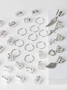 35 piezas Conjunto de accesorios dorados con diseño de sol, accesorios para el cabello de mujeres y niñas que incluyen diademas, pasadores para trenzas, anillos de pelo con estilo hippie, decoraciones para el cabello de Halloween