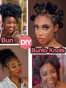 3packs/Lot 8-36 Inch Natural Black Long Curly Hair Extensions, Marley Twist Black Braiding Hair, Springy Afro Twist Black Hair Extensions,Kinky Twist Pre Fluffed Spring Twist Synthetic Hair Extensions With Gifts - Black - View 9