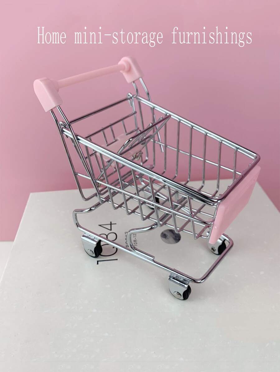 1 件微型金属购物车，用于时尚配饰存储或儿童玩具/书桌/办公室收纳或节日礼物，儿童手推车，迷你推车，儿童手推车，购物车，购物手推车，购物篮