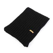 全新款冬季純色針織圍巾,時尚女士長款圍巾,復古大圍巾柔軟保暖加厚毛圍巾 - 黑色 - 查看 3