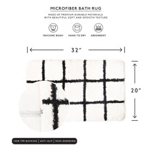 Bath Mat Non Slip Soft Super Absorbent Microfiber Modern Tufted Rug - 黑色 - 查看 2