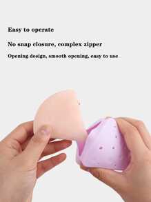 黃色三角形粉撲收納盒,1入矽膠芝士形簡單透氣化妝海綿收納盒,適用於家居或旅行使用 - 黃色 - 查看 4