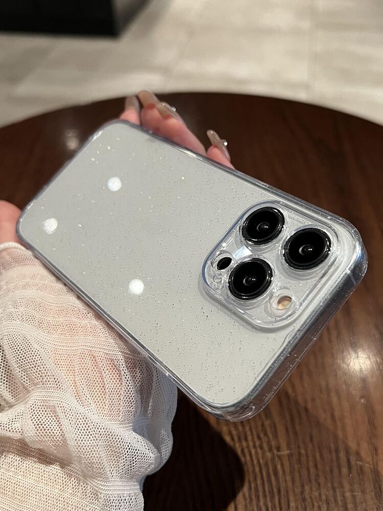 Pepmune Cover Glitter per iPhone 14/13 Custodia Trasparente Cornice Ondulata Forma Custodia Trasparente Brillare Glitterata Cover Protettiva Sottile Antiurto Case per iPhone 14/13