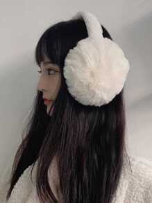 1pc Foldable Plush Ear Muffs For Men And Women, Windproof And Warm For Outdoor Use - Beige - View 5