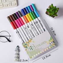 24色可水洗兒童素描筆,彩色填充筆,可水性標記筆,柔軟筆頭水彩筆 - 彩色 - 查看 5