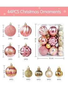 44 cái/bộ Giáng sinh Vật trang trí Bộ , Vàng hồng Creative Được Sơn Giáng sinh Trái bóng Buổi tiệc Cây thông noel Treo Trái bóng Vật rủ xuống , Cây thông noel Đồ trang trí , Hoàn hảo Đối với Ngày lễ Các bữa tiệc , Vòng hoa Và Cây thông Noel - Nhiều màu - Xem 7