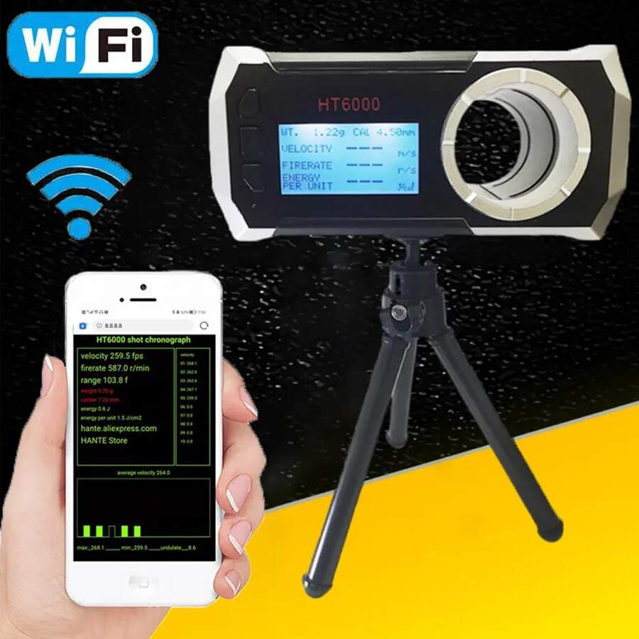 10-5000 Fps Multi-functional Shooting Timer Code Table Wifi Shooting Speed Meter Ballistics Velocity & Energy Measuring Chronograph Tester - Black - View 1
