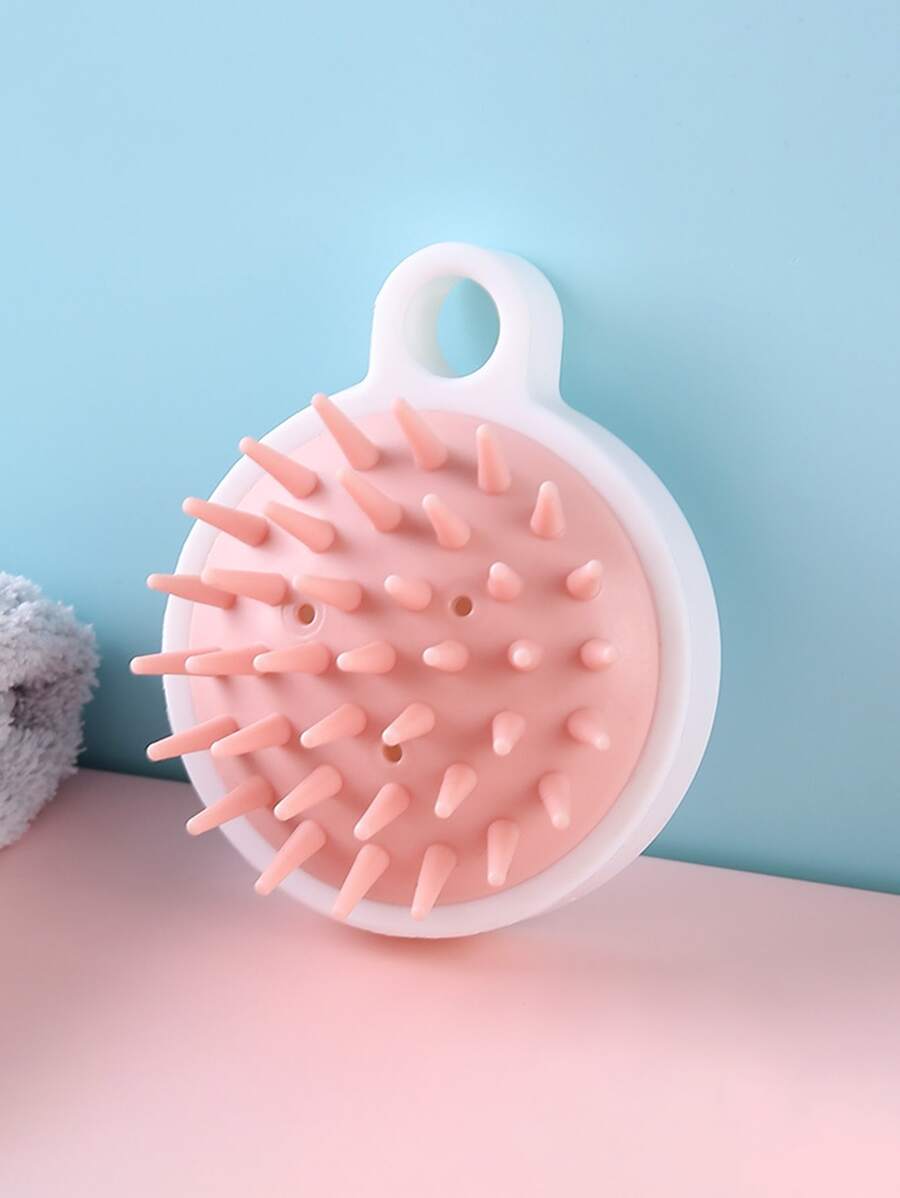 1入粉色頭皮按摩器洗髮刷矽膠梳,成人用軟毛刷潔淨按摩頭皮 - 粉色 - 查看 1