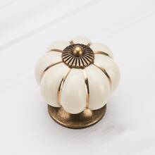 1pc Pumpkin-shaped Single Hole Drawer Knob/pull Handle, Suitable For Children's Room, Shoe Cabinet, Drawer, Wardrobe, Etc. - Beige - View 1