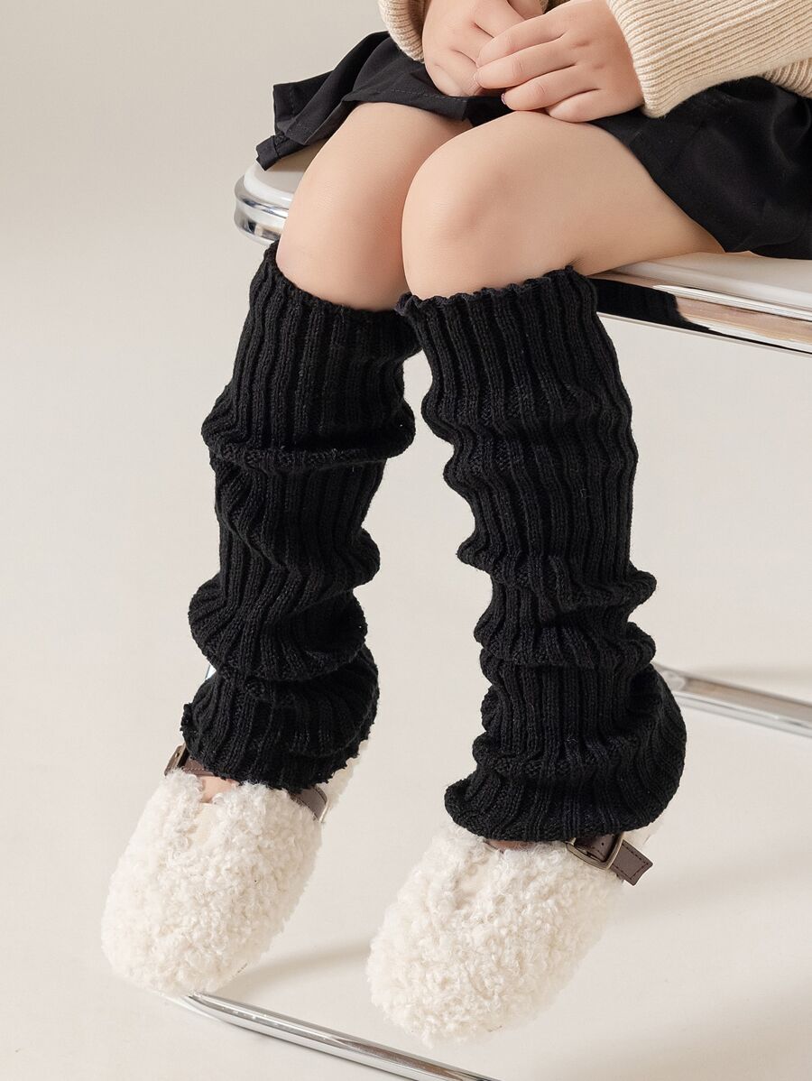 1pc Toddler Girls' Knitted Pile Socks Leggings Set, Spring And Autumn Style