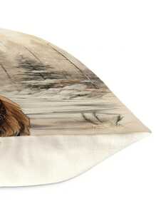 1pc Linen Material Cute Style Reindeer Print Pillow Case (Without Filling), 45cm*45cm/17.72in*17.72in, Square Shape, Single Side Printed, Zippered Closure, Soft & Comfortable Decorative Cushion Cover For Home Decoration, Suitable For Christmas And Daily Use - Multicolor - View 3