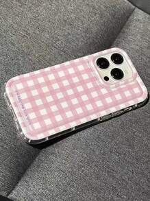 1 Stück Anti-Schock Airbag Design Rosa kariertes TPU Handyhülle kompatibel mit Apple Handy, wasserdicht, stoßfest, kratzfest - Transparent - Übersicht 5