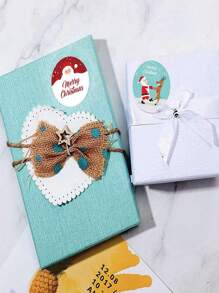 TYFYO 500 张/卷 1 英寸 1.5 英寸圣诞贴纸，用于信封圆形圣诞快乐贴纸 4 种设计圣诞礼物装饰贴纸，圣诞节 - 紅色 - 查看 4