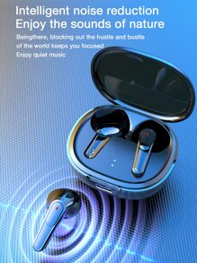 GENAI 真無線耳機tws雙主機,透明充電盒,輕巧便攜,符合人體工學設計,ipx4防水,與遊戲、電競、音樂和運動兼容 - 黑色 - 查看 7