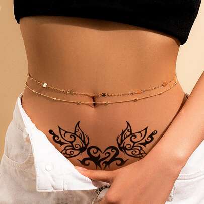Pegatinas de tatuaje temporal a prueba de agua, atractivo y alternativo, para el pecho, la zona íntima y el vientre de mujeres y hombres adultos con tentación