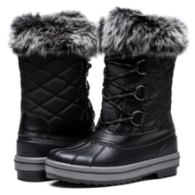 Women's 974A Snow Boots Fashion Waterproof Comfortable Mid Calf Boots - màu đen - Xem 2