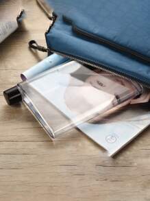 1 件透明水瓶 A6 350ml 创意 A6 笔记本形状塑料水瓶扁纸杯塑料瓶杯，适用于户外、露营 - 無色 - 查看 2