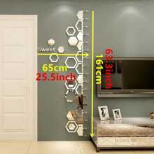 六角形亞克力鏡子高度測量牆貼適合兒童房生長圖表托兒所房間裝飾