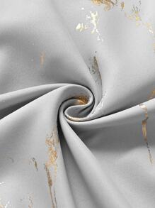 1pc Modern Style Polyester Fiber Home Decor Marble Pattern Grey Window Curtain, Suitable For Living Room And Bedroom